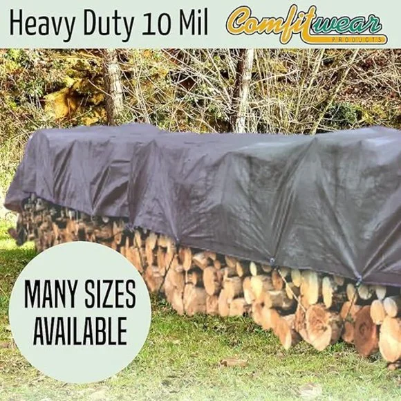 10´ x 20´ Heavy Duty Silver/Black Waterproof UV Blocking 10 Mil Poly Tarp Storage